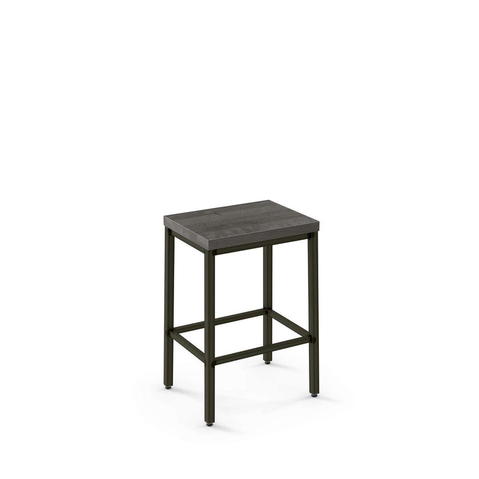 Amisco Bradley Non Swivel Counter Stool with Distressed Solid Wood Seat