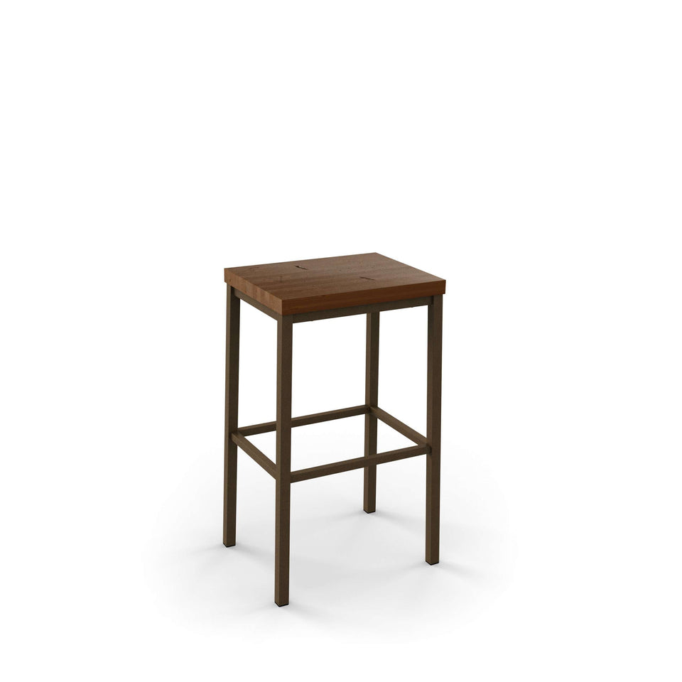 Amisco Bradley Non Swivel Bar Stool with Distressed Solid Wood Seat