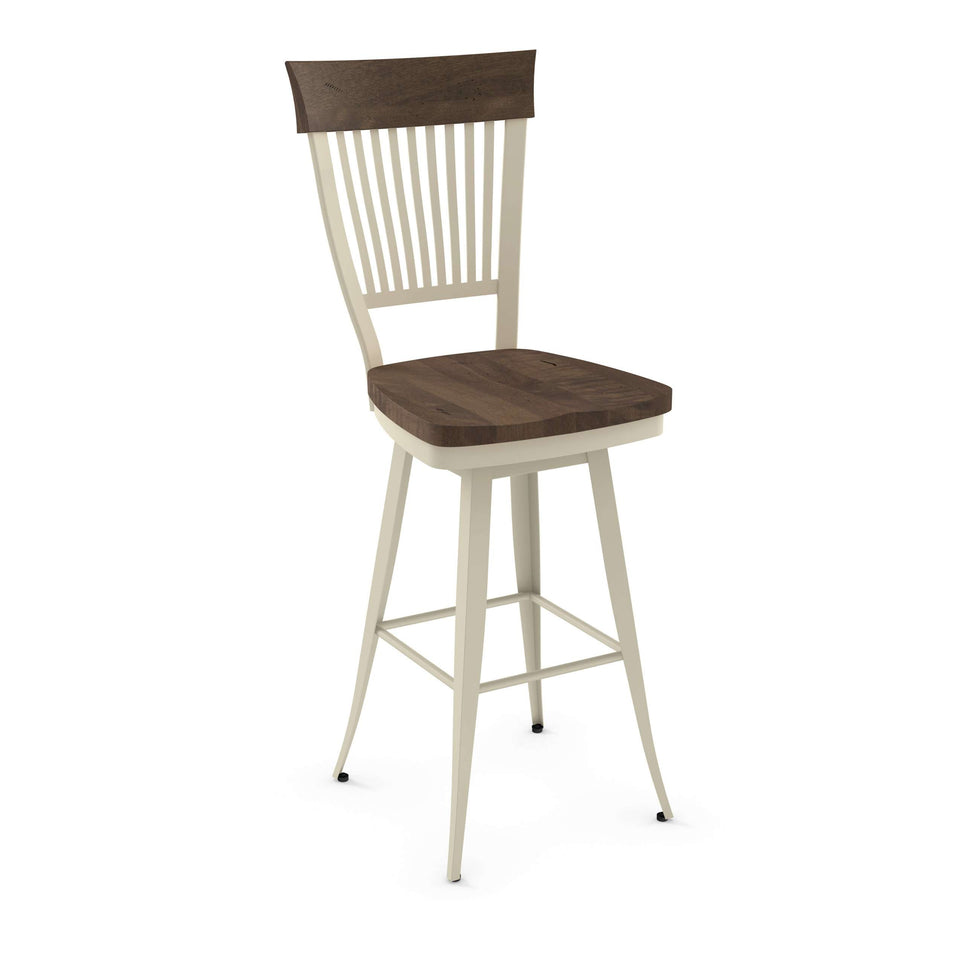 Annabelle Swivel Spectator Stool with Solid Wood Accent by Amisco