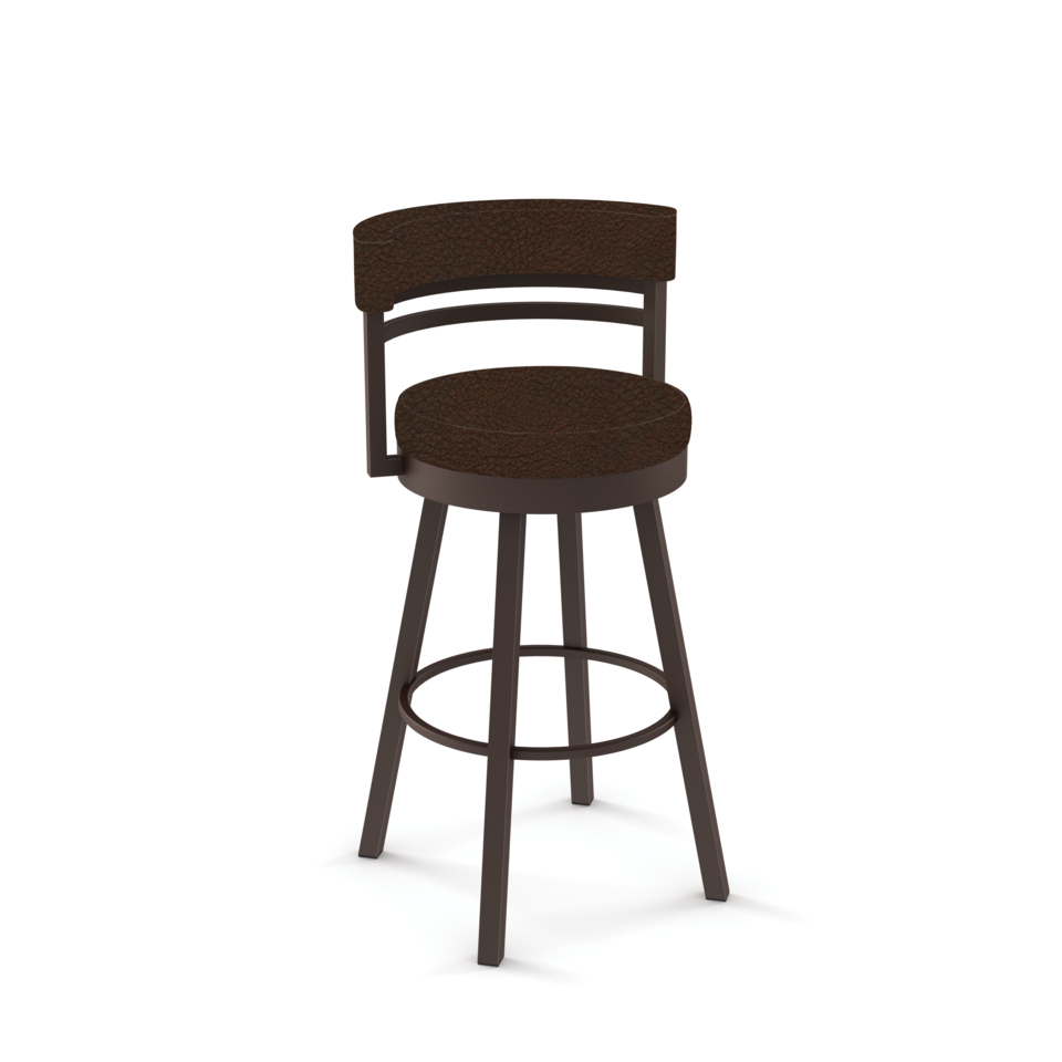 Amisco Ronny Swivel Spectator Stool with Upholstered Seat and Backrest