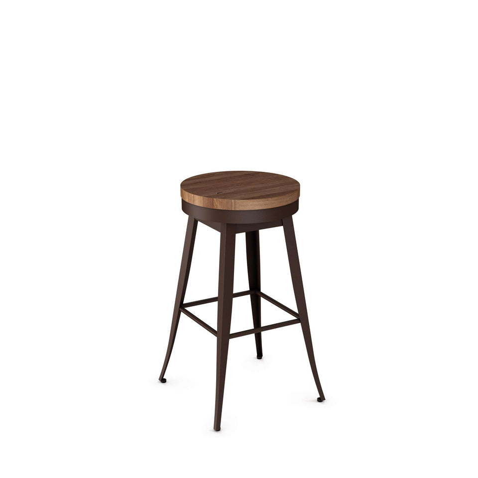 Grace Swivel Spectator Stool with Distressed solid Wood Seat