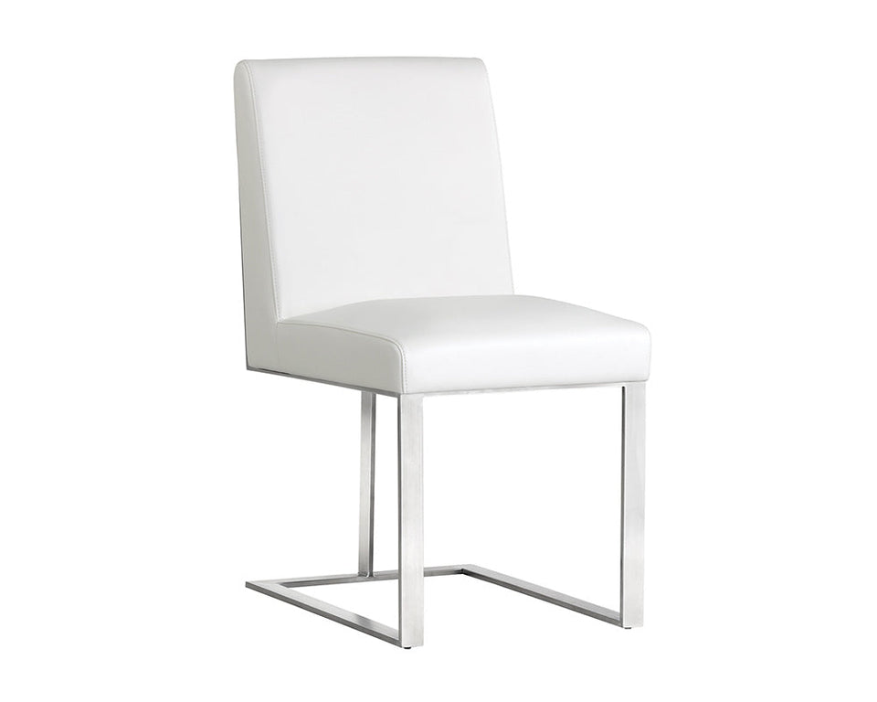Sunpan Dean Dining Chair Stainless Steel - Cantina White  | 103783