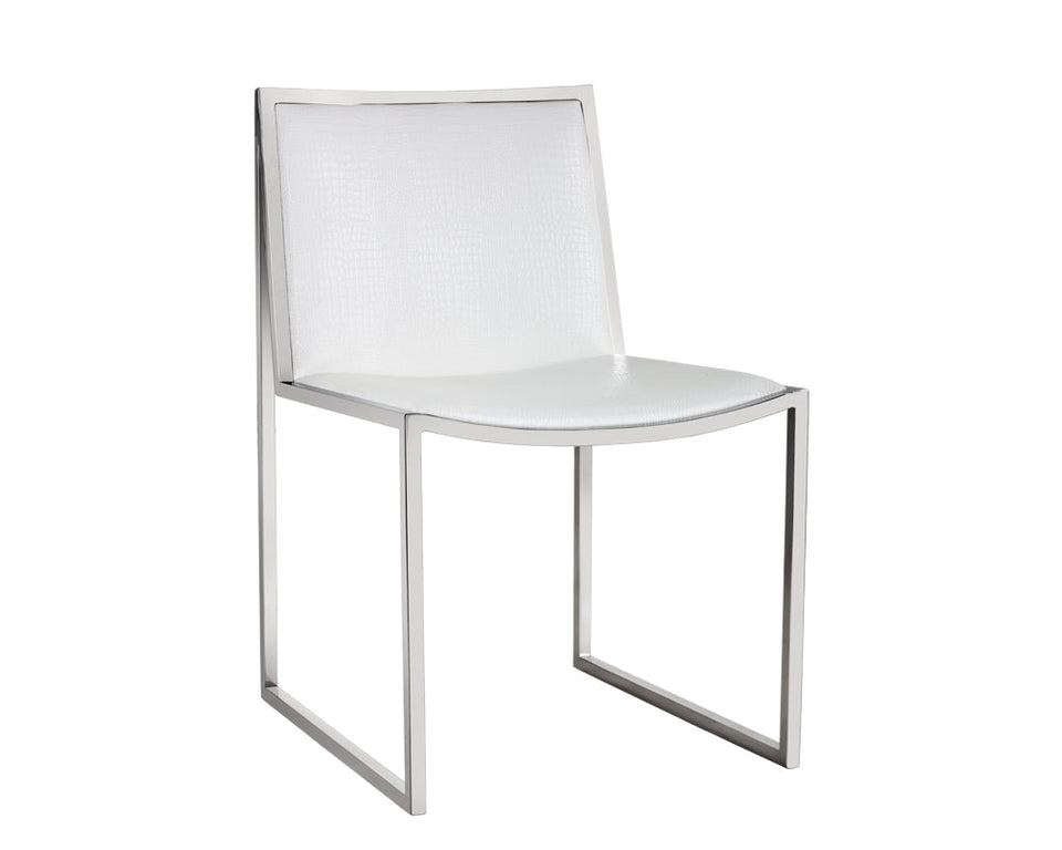 Sunpan Blair Dining Chair Stainless Steel - White Croc (2pcs)