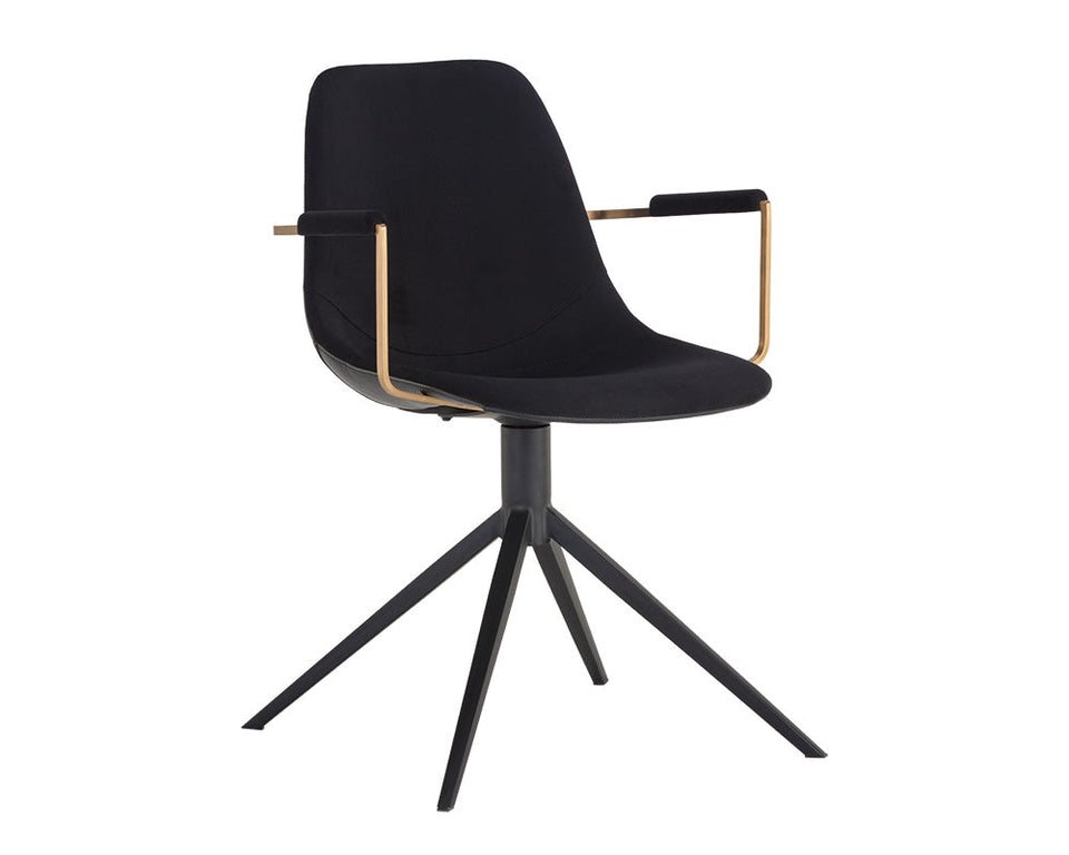 Sunpan Cassius Swivel Dining Armchair - Abbington Black / Bravo Black