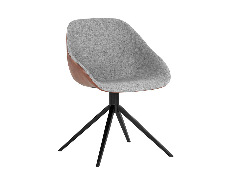Sunpan Mccoy Swivel Dining Chair - November Grey / Cinnamon Brown  | 107564