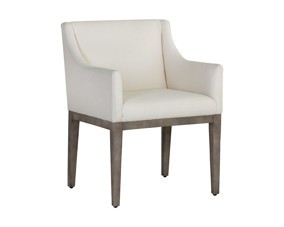 Sunpan Malik Dining Armchair Ash Grey - Linoso Ivory