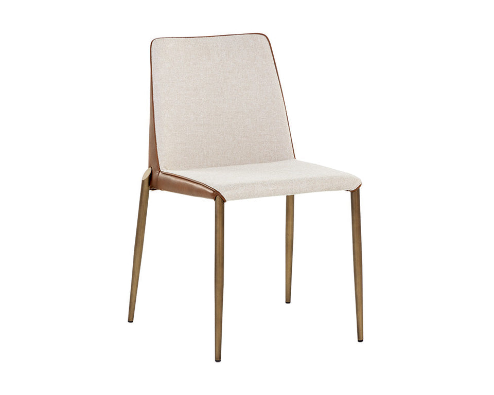 Sunpan Renee Stackable Dining Chair - Belfast Oatmeal / Bravo Cognac  (2pcs) | 108547