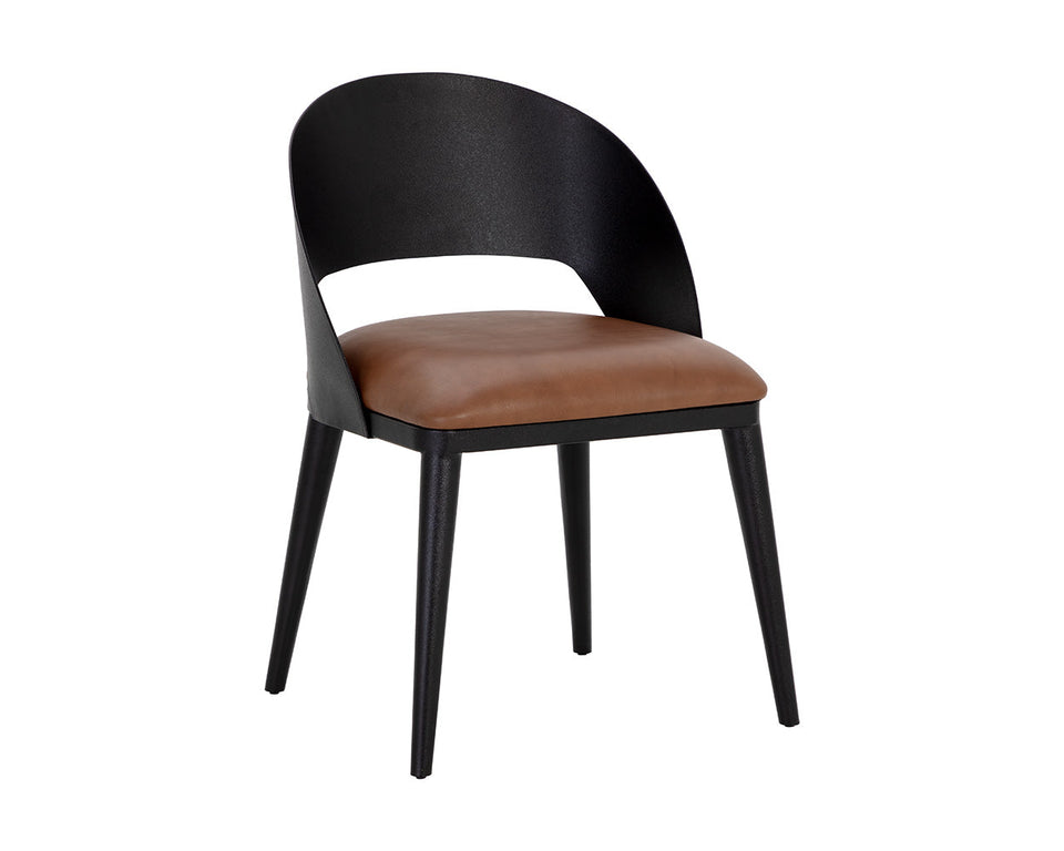 Sunpan Dezirae Dining Chair Black - Cognac Leather | 111040