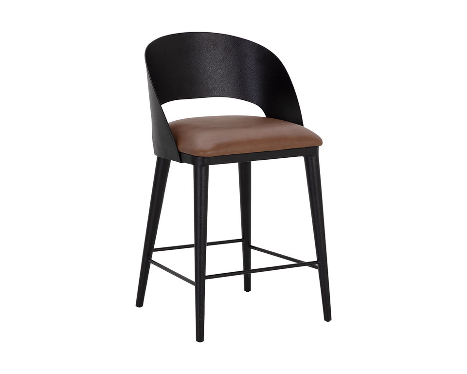 Sunpan Dezirae Counter Stool Black - Cognac Leather | 111043