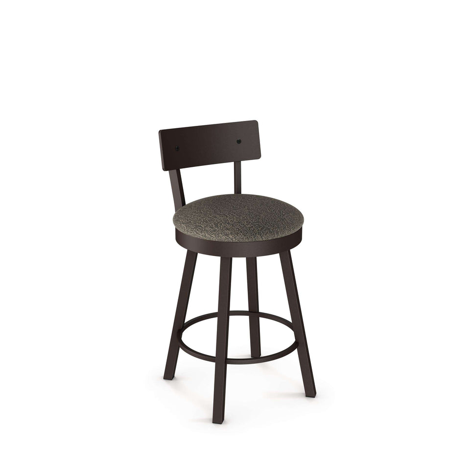 Amisco Lauren Swivel Counter Stool with Upholstered Seat and Metal Backrest