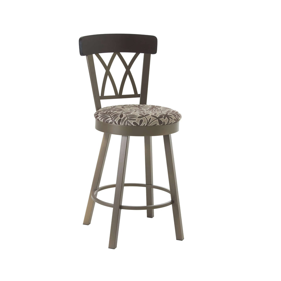 Amisco Brittany Swivel Bar Stool with Solid Wood Accent and Upholstered Seat