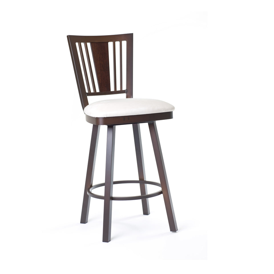 Amisco Madison Swivel Counter Stool with Wood Veneer Accent