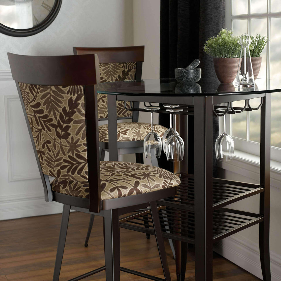 Eleanor Swivel Counter Stool with Upholstered Seat and Solid Wood Accent