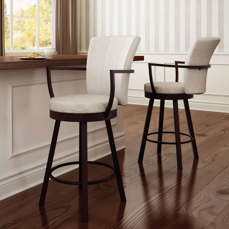 Cardin Swivel Bar Stool with Upholstered Seat and Backrest
