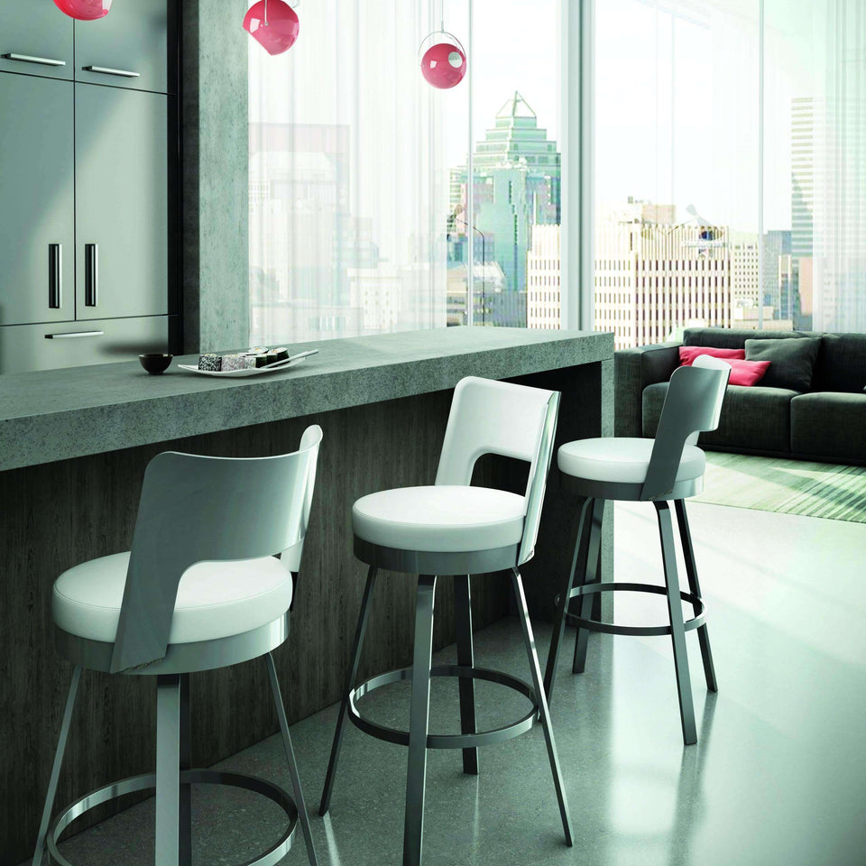 Amisco Brock Swivel Bar Stool with Upholstered Seat and Backrest
