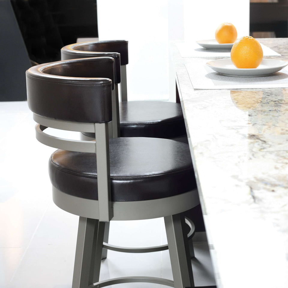 Ronny Swivel Spectator Stool with Upholstered Seat and Backrest
