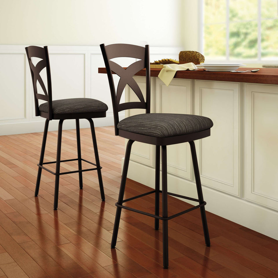 Amisco Marcus Swivel Spectator Stool with wood accents and tasteful colors