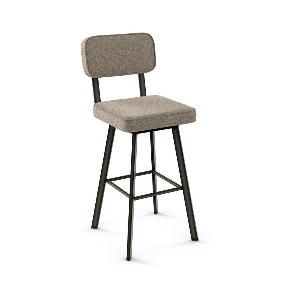 Brixton Swivel Bar Stool with Upholstered Seat and Backrest by Amisco