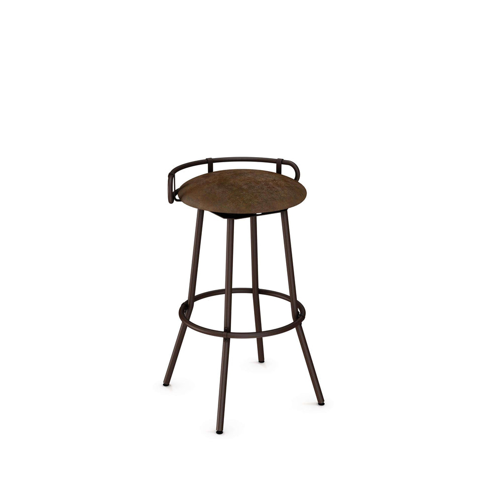 Bluffton Swivel Bar Stool with Upholstered Seat and Metal Backrest by Amisco