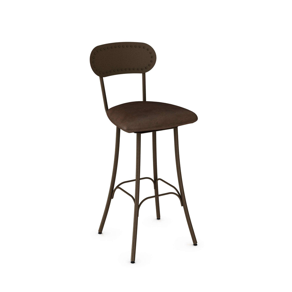 Bean Swivel Bar Stool with Upholstered Seat and Metal Backrest by Amisco