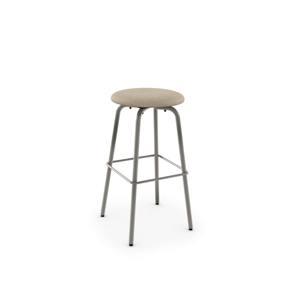 Button Swivel Spectator Stool with Upholstered Seat