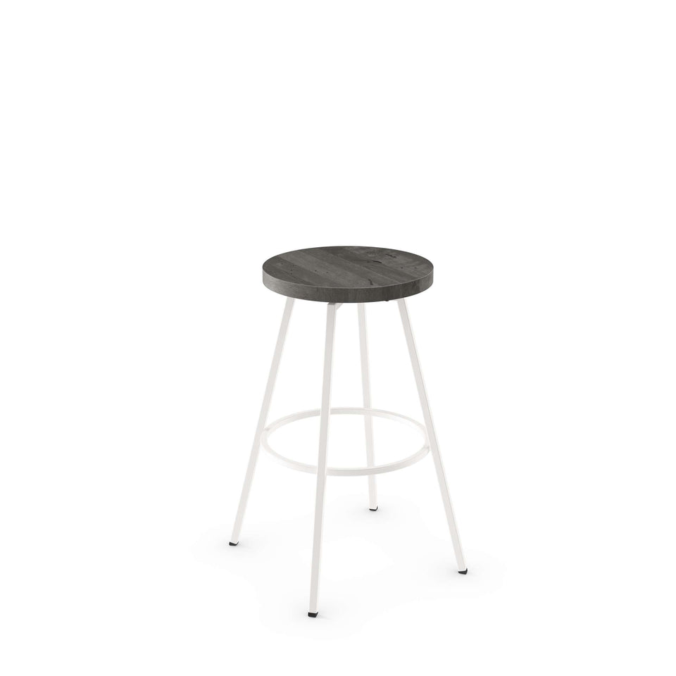 Hans Swivel Bar Stool with Distressed Solid Wood Seat