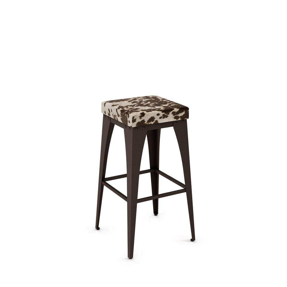 Upright Non Swivel Counter Stool with Upholstered Seat