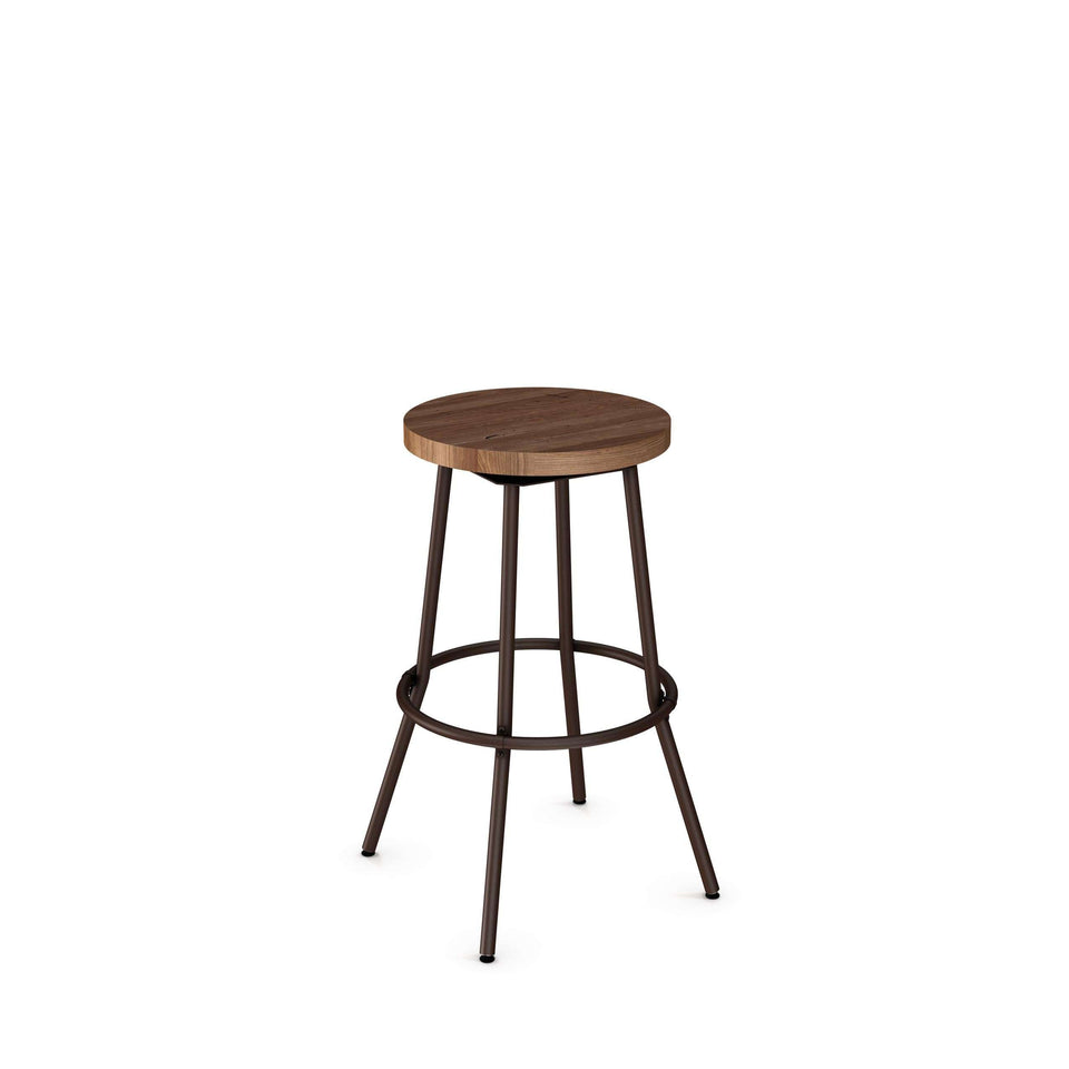 Bluffton Swivel Counter Stool with Distressed Solid Wood Seat by Amisco