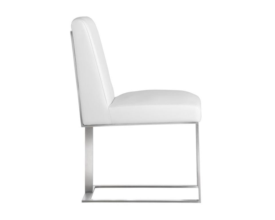 Sunpan Dean Dining Chair - Stainless Steel - Cantina White