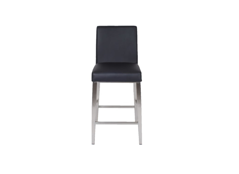 Furnishings Mate Erika Counter Stool - Black Cover and Stainless Steel