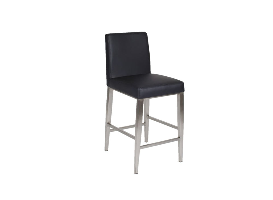 Furnishings Mate Erika Counter Stool - Black Cover and Stainless Steel